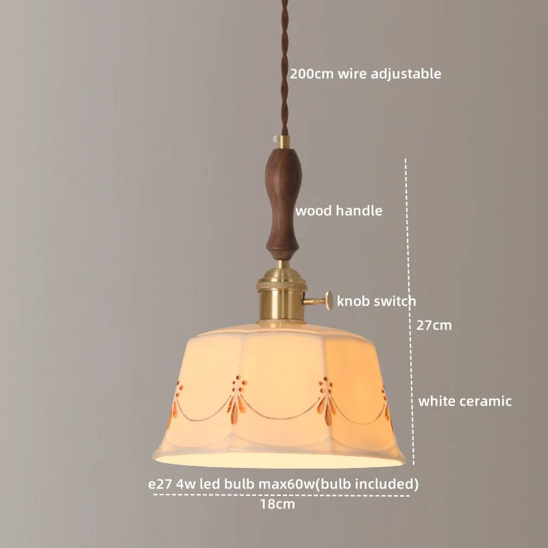 Afralia™ Ceramic LED Pendant Lights: Japanese Style for Living Room, Bedroom, Dining Room