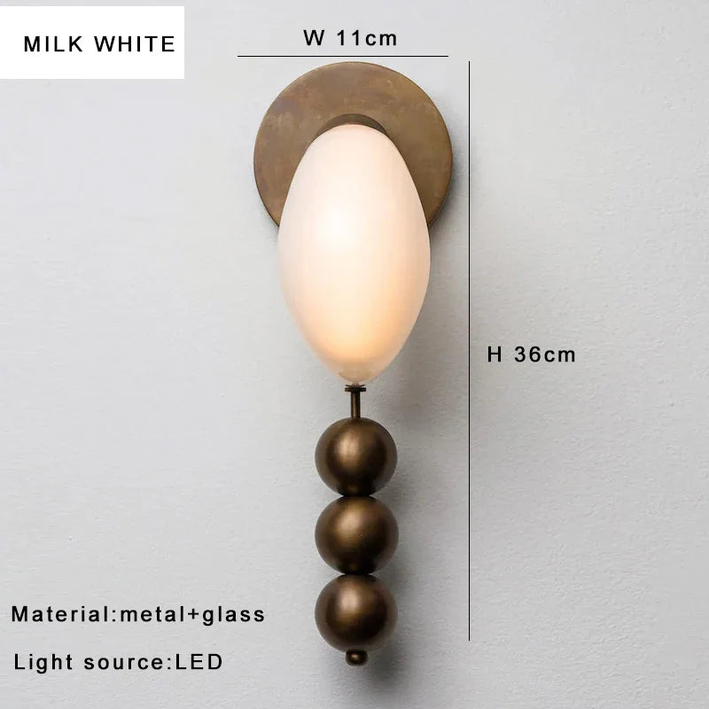 Afralia™ Classic Brass Marble Wall Sconce Bedside Light Luxe Background Décor