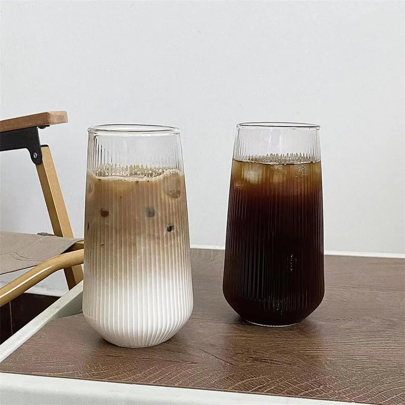 Afralia™ Glass Cup Set with Lid and Straw for Tea Coffee Juice Beer Milk Mocha