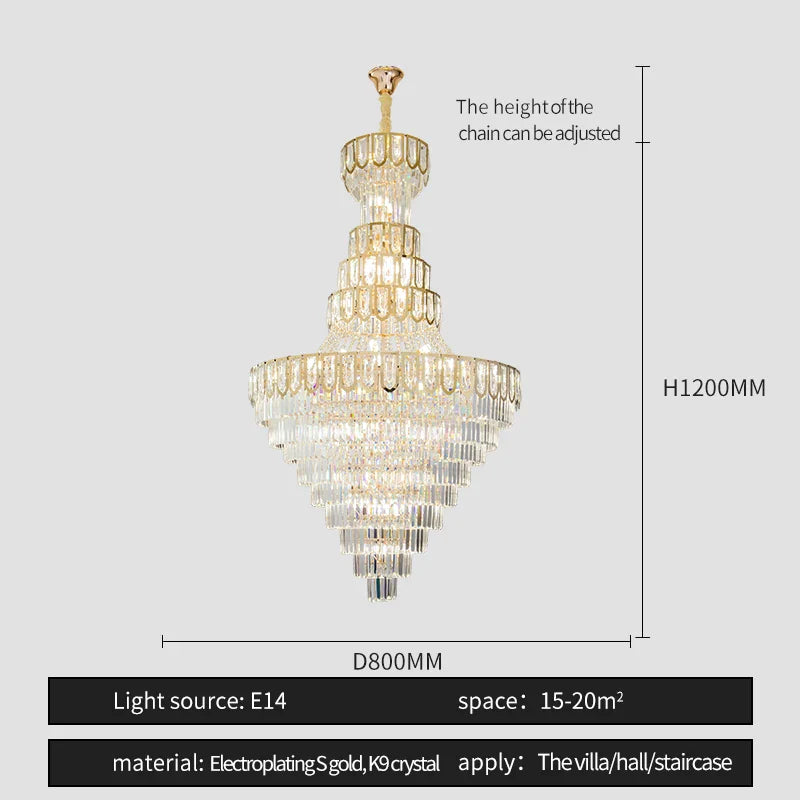Afralia™ Modern Crystal Loft Chandelier for Luxury Attic Living Room