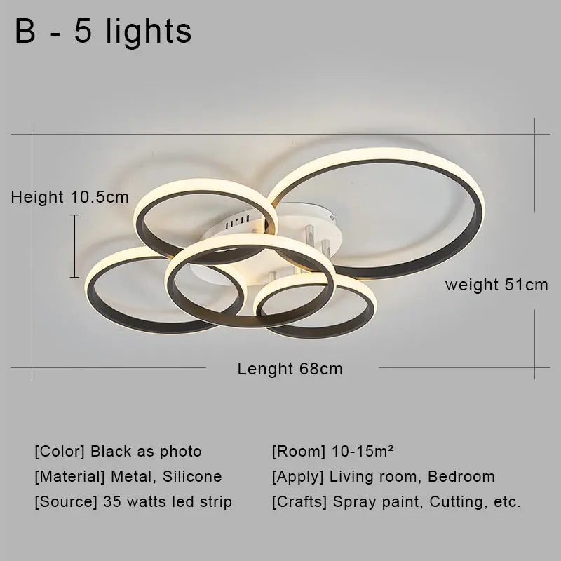 Afralia™ LED Ceiling Chandelier Remote Control Living Room Bedroom Kitchen Lamp White