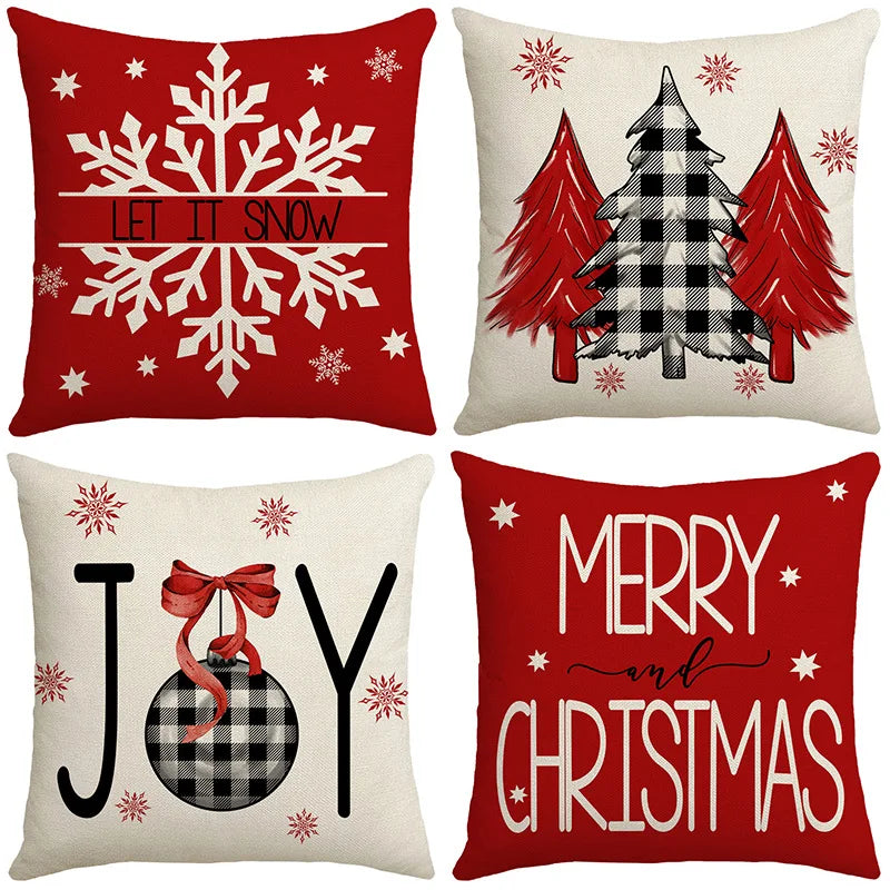 Afralia™ Christmas Elk Letter Pillowcase 45x45cm for Living Room