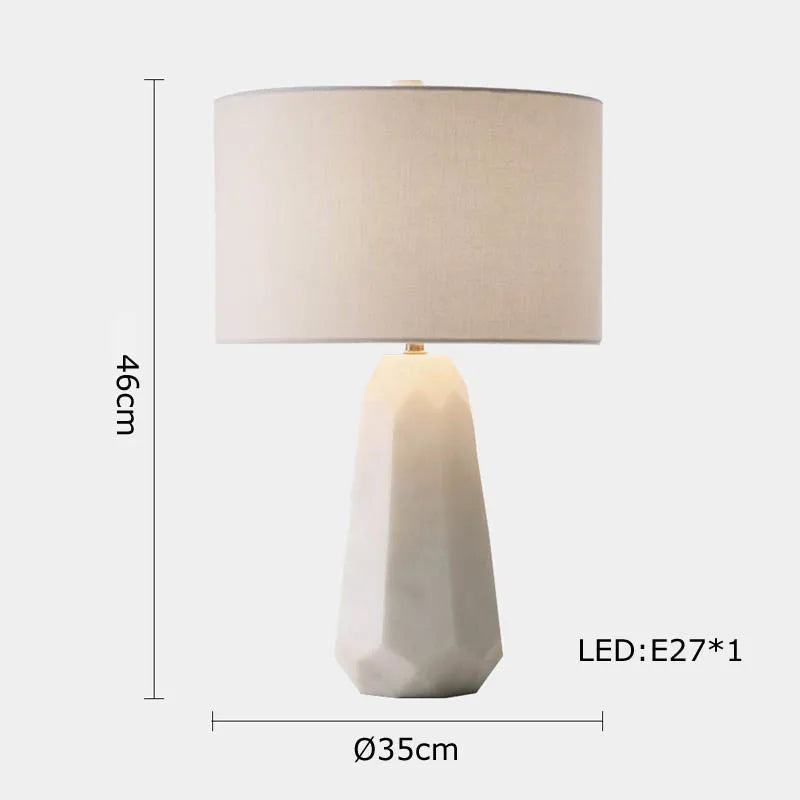 Afralia™ Oriental Marble LED Desk Lamp Classy Home Decor Luxury Textile Table Light.