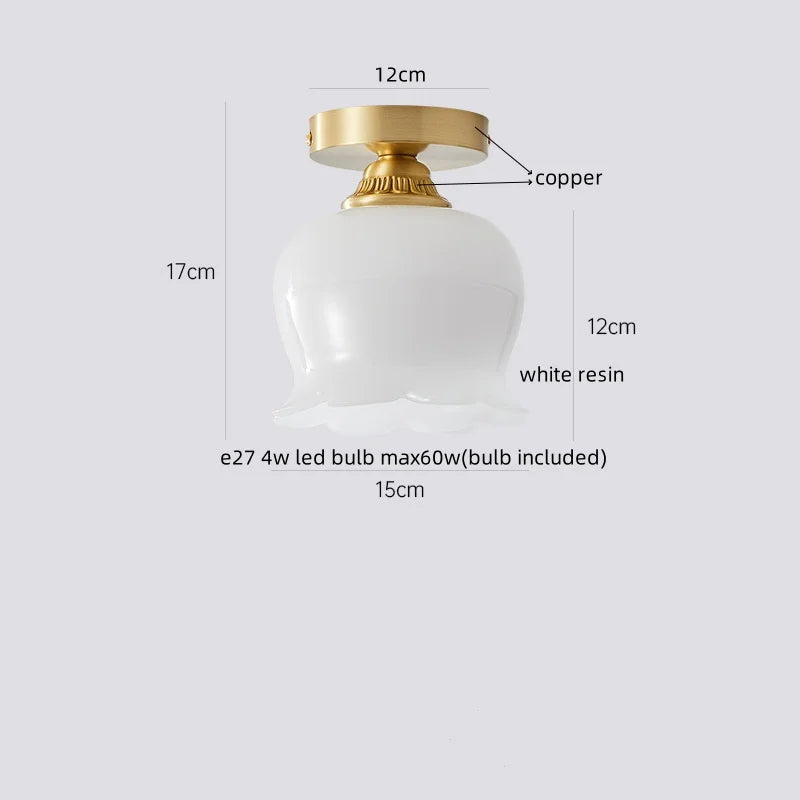 Afralia™ Glass LED Ceiling Lamp Copper Walnut Modern Living Room Lighting Fixtures
