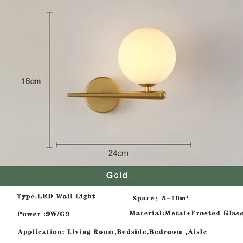 Afralia™ Nordic Golden LED Wall Lamp Indoor Wall Sconce for Bedroom Living Room