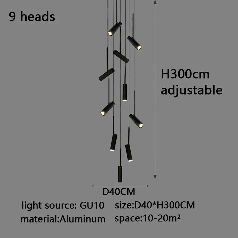 Afralia™ Modern LED Spotlight Chandelier for Kitchen, Living Room, and Staircase