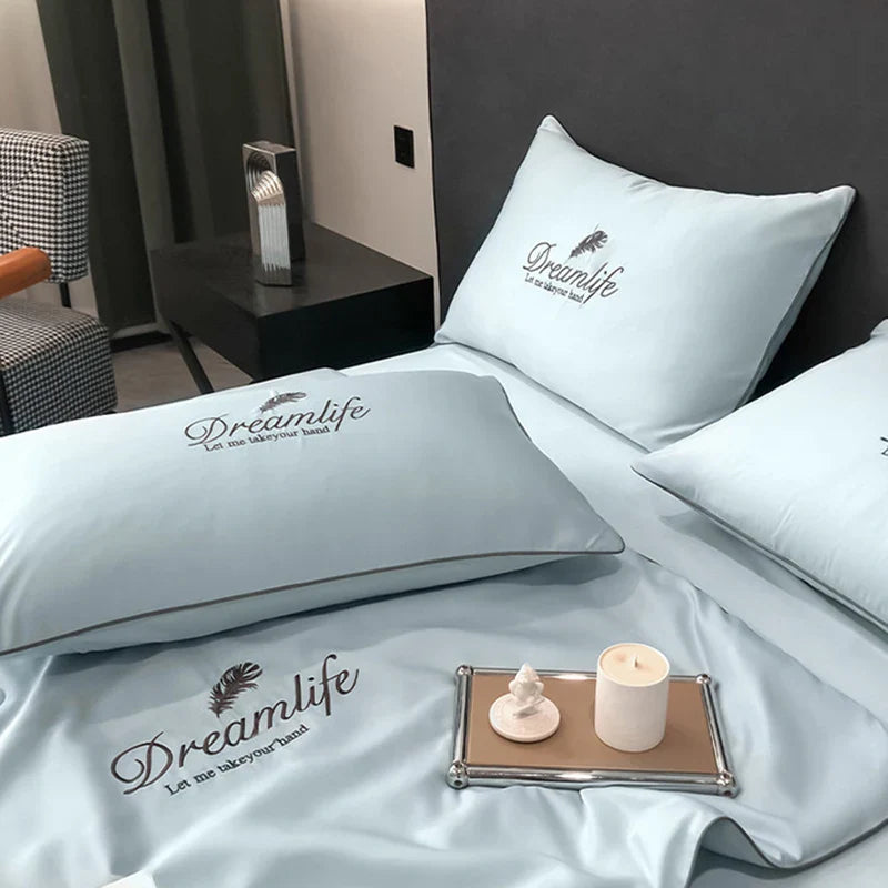 Afralia™ Silky Embroidery Cooling Quilt Set for Cozy Single Double Bed Comfort.