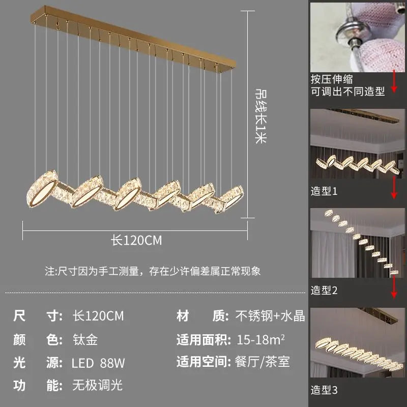 Afralia™ Crystal Chandelier Stair Pendant Light Living Room Interior Lighting