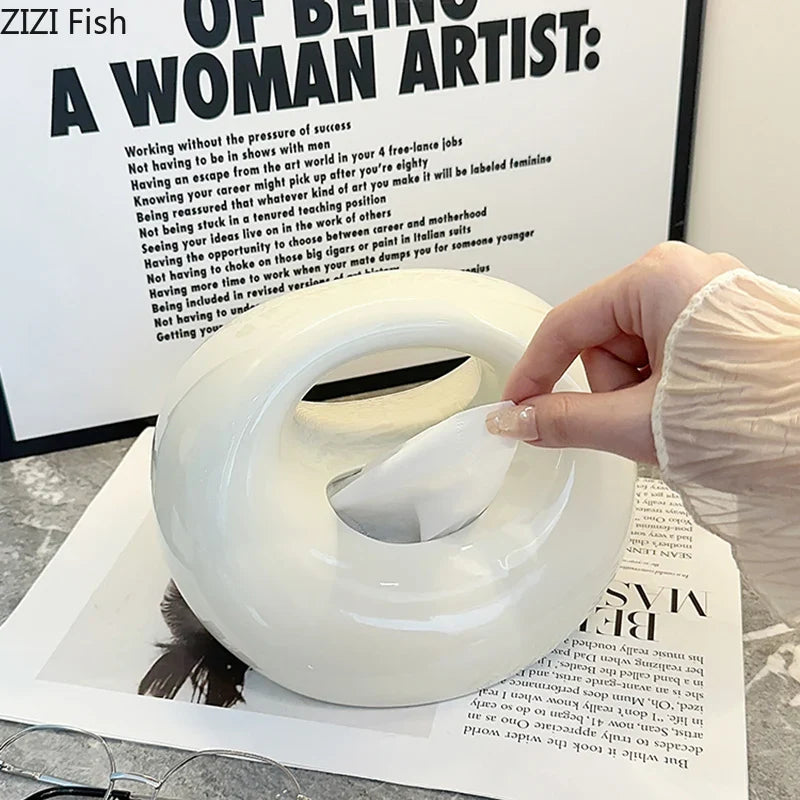 Afralia™ Modern Ceramic Handbag Tissue Box for Coffee Table and Bedside Decor