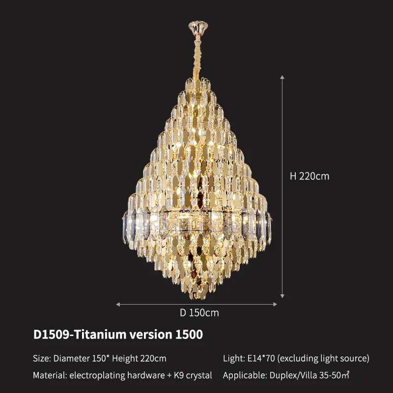 Afralia™ Crystal Pendant Light for Grand Chandelier Villa Hall & Hotel Lobby
