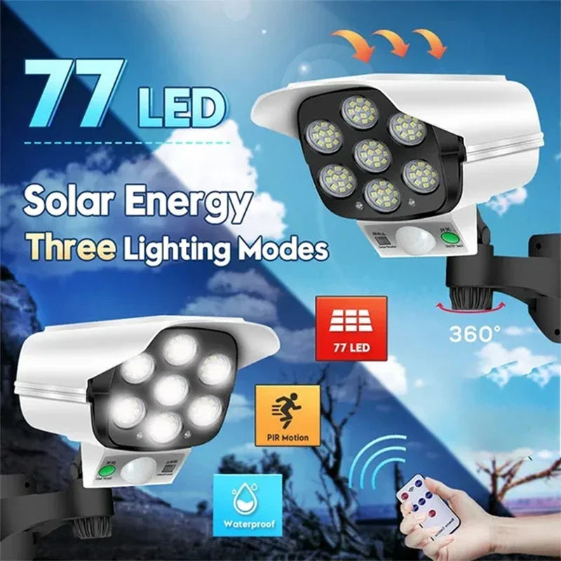 Afralia™ Solar Security Camera Light 3 Mode Outdoor Motion Sensor LED Flood IP65