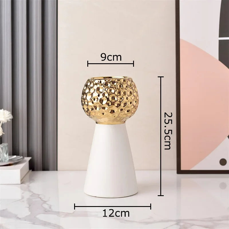 Afralia™ Gold Hammer Pattern Ceramic Vase: Creative Plant Pot for Table Decoration and Floral Arrangement