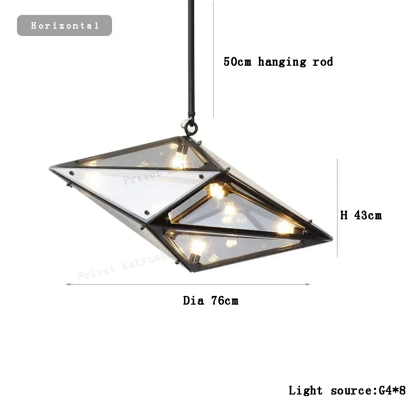 Afralia™ Angular Diamond Glass Chandelier Ceiling Light for Home Decor