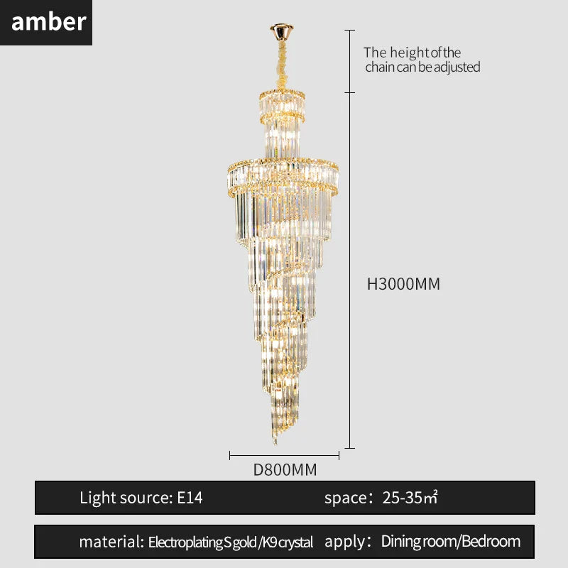 Afralia™ Crystal Spiral Chandelier Duplex for Modern Spaces