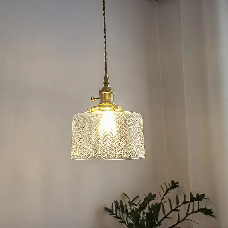Afralia™ Green Glass Pendant Light Chandelier - Nordic LED Hanging Lamp for Home Decor