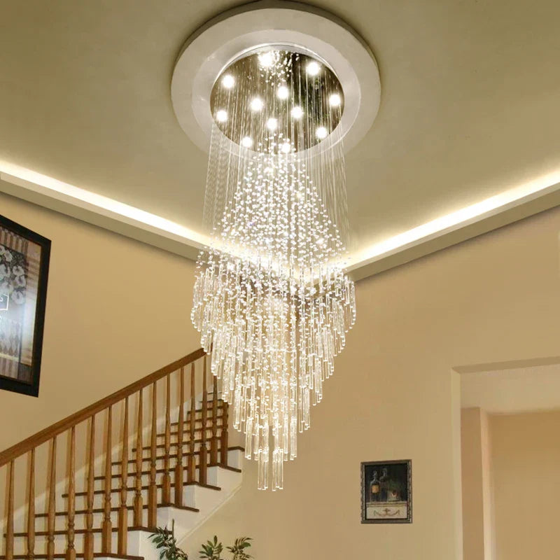 Afralia™ Crystal Chandelier Lighting Luxury Home Decor Loft Villa Stairs Chandeliers