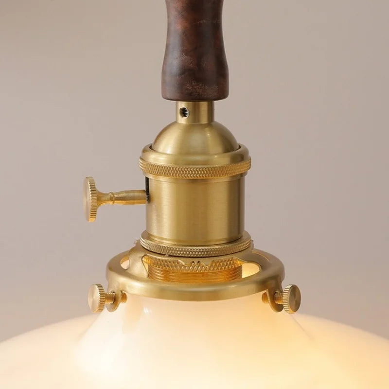 Afralia™ Walnut Glass Pendant Lamp: Nordic LED Hanging Light Fixture for Dining Room, Bedroom, Bar