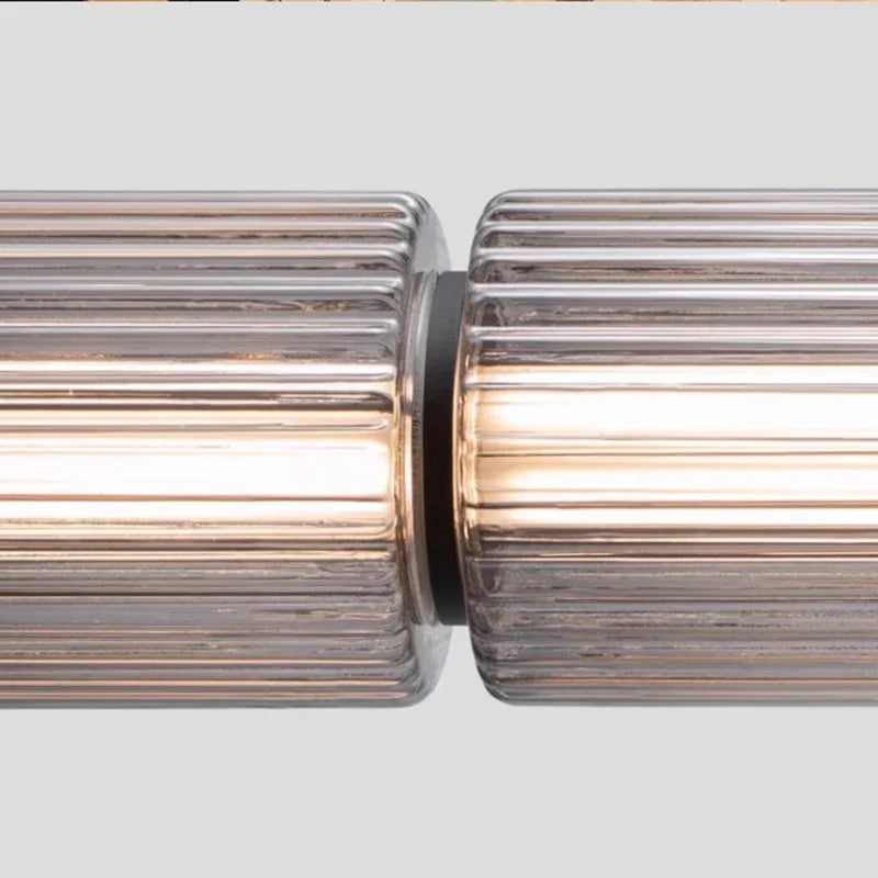 Nordic Style Linear Grey Glass Hanging Lamp Dimmable LED Ceiling Pendant Light by Afralia™