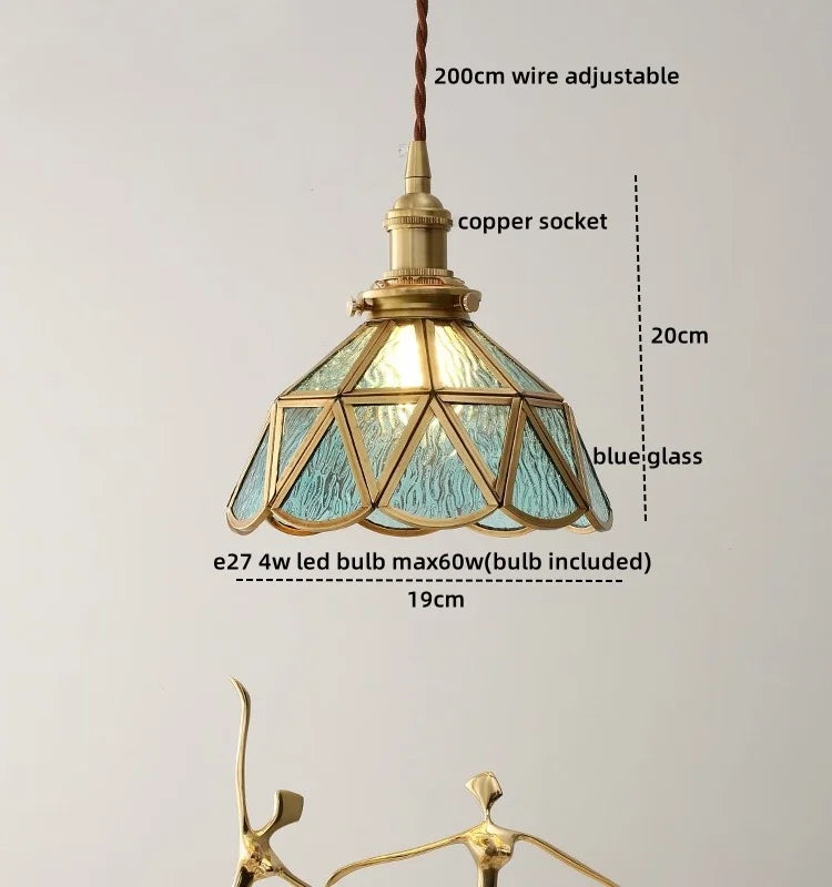 Afralia™ Glass Copper Pendant Light Modern LED Hanging Light for Home Decor