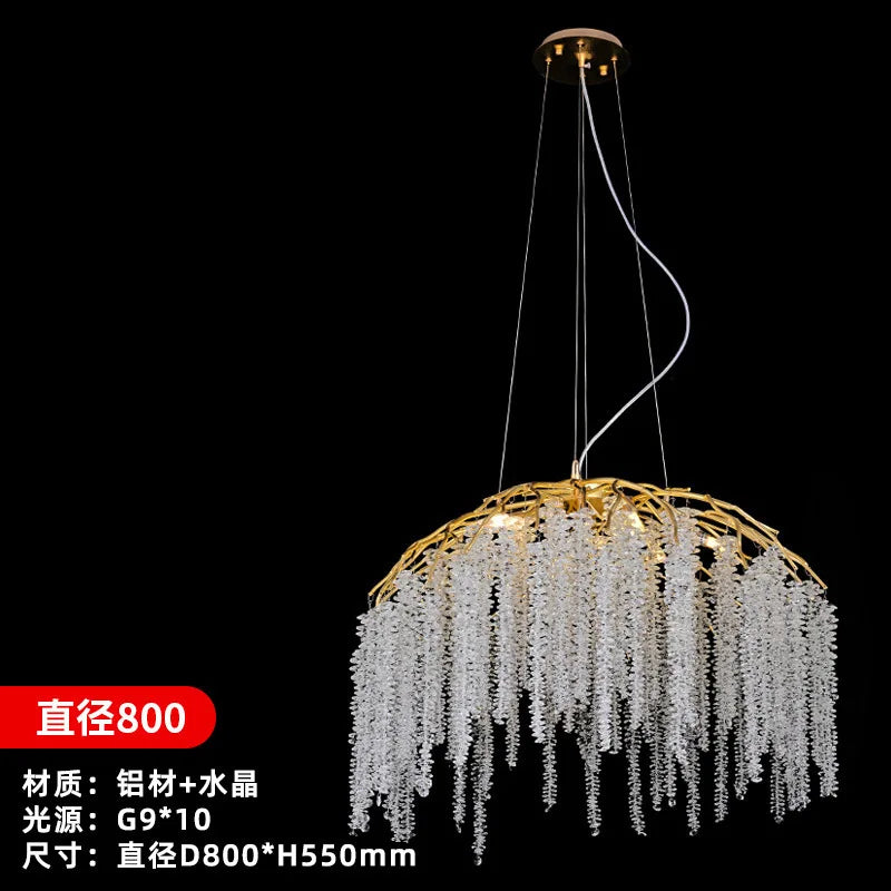 Afralia™ Crystal Pendant Light: Luxury Living Room Modern Golden Branch Chandelier