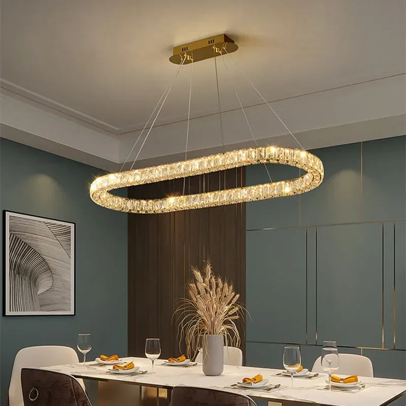 Afralia™ Crystal Ceiling Chandelier LED Light Fixture for Home Decor