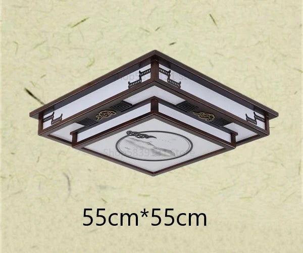 Afralia™ Antique Style Solid Wood Led Ceiling Light for Living Room Bedroom & Study