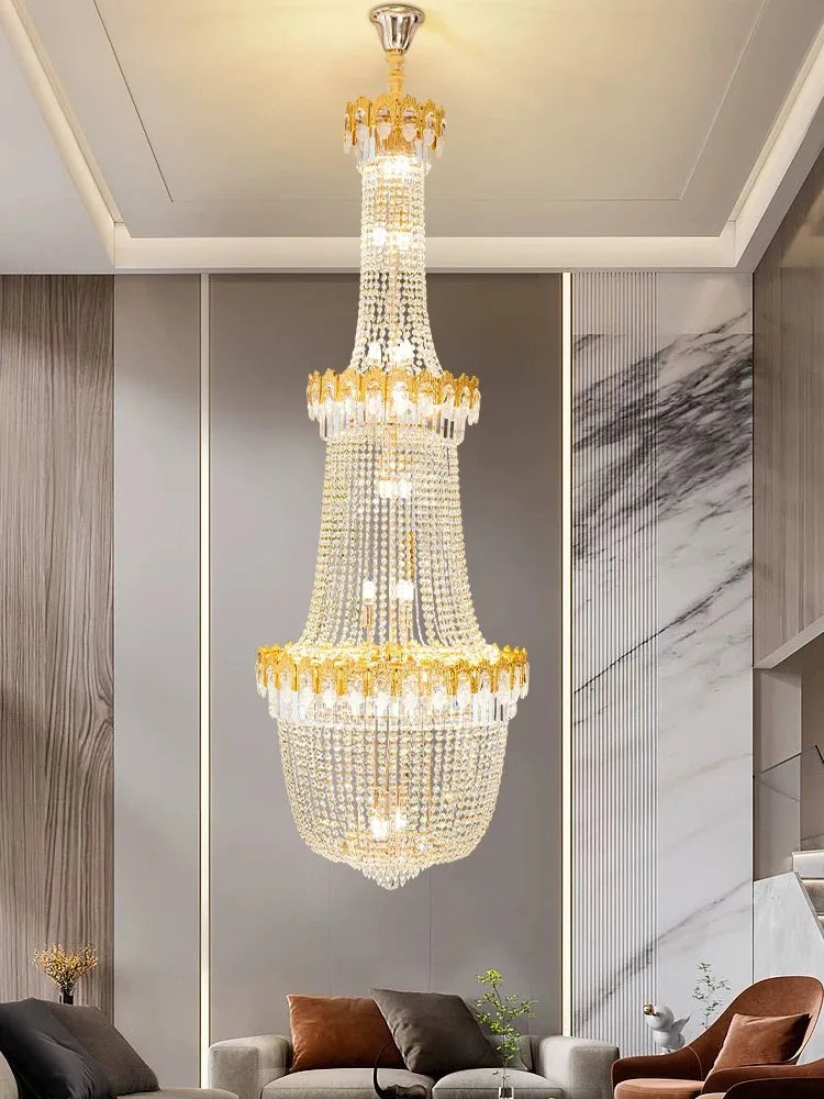 Afralia™ Crystal LED Chandelier for Hotel Lobby & Living Room | Elegant Staircase Design