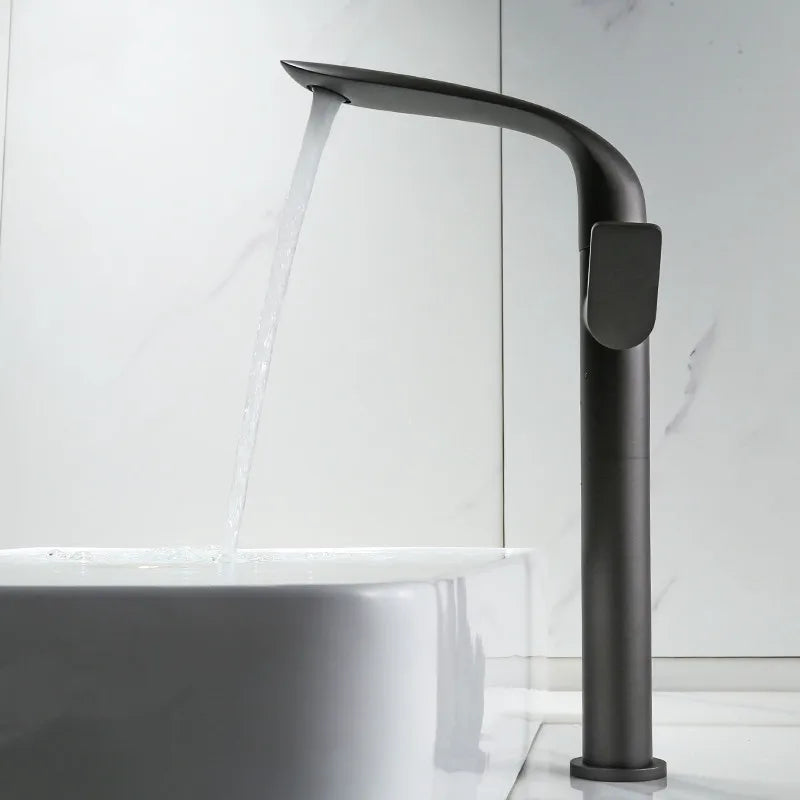 Afralia™ Basin Faucet: Brass Black Bathroom Mixer Tap, Single Handle Hot Cold Lavatory Faucet