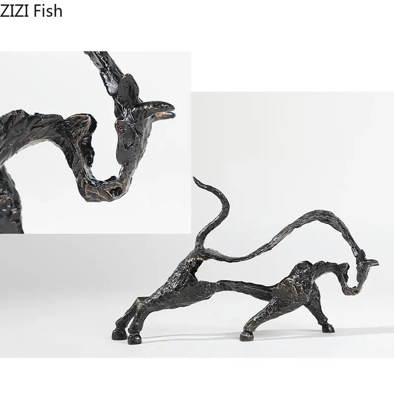 Afralia™ Bull Statue: Abstract Cast Iron Cattle Sculpture for Modern Home Decor