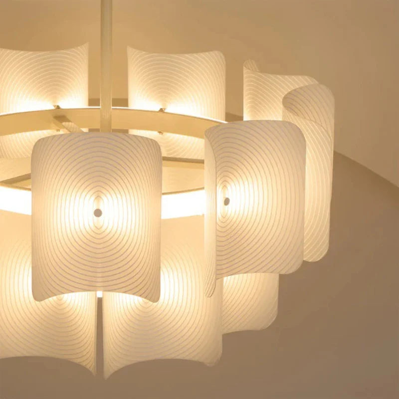 Afralia™ White Acrylic LED Large Chandelier Light for Bedroom and Living Room