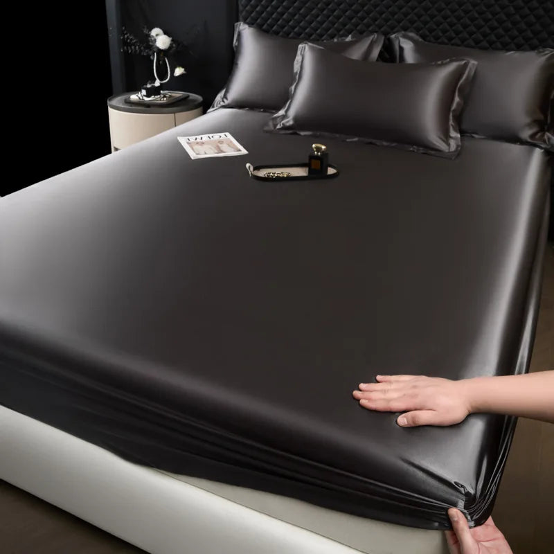 Afralia™ 100% Mulberry Silk Fitted Sheet Set with Pillowcase - Luxury Solid Color Silk Bed Linen