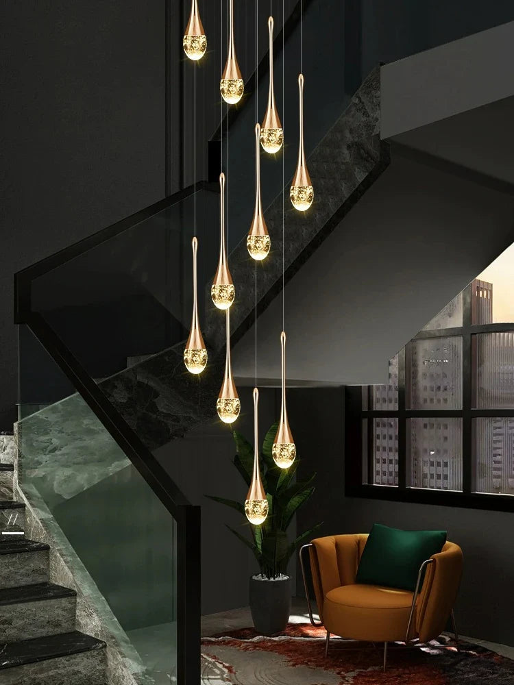 Afralia™ Modern Crystal Chandelier Golden Loft Hanging Light for Stylish Home Décor