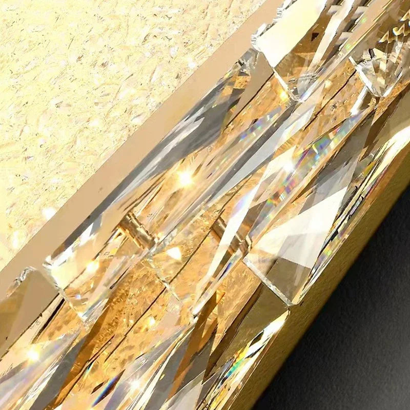 Afralia™ Nordic Gold Crystal Ceiling Lamp LED Square Chrome Indoor Lighting