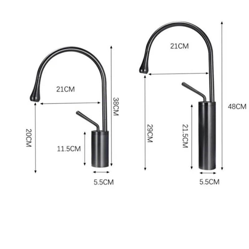 Afralia™ Gun Grey Brass Basin Faucet Hot Cold Kitchen Sink Water Crane Swivel