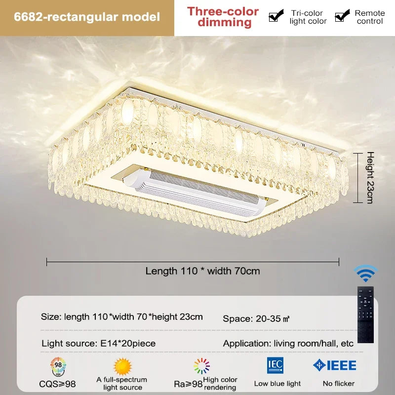 Afralia™ Nordic Crystal LED Ceiling Fan Light with Remote Control for Living Room and Bedroom