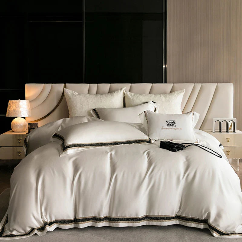 Afralia™ Luxury Embroidery Eucalyptus Duvet Cover Set with Silky Cool Feel