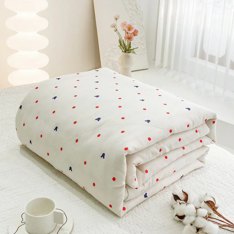 Afralia™ Lightweight Cotton Summer Quilt: Single/Double Machine Washable Air Conditioning Blanket