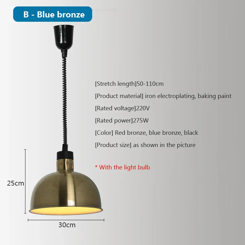 Afralia™ Food Warming Pendant Light 275W - Restaurant Kitchen Buffet Barbecue Heat Preservation