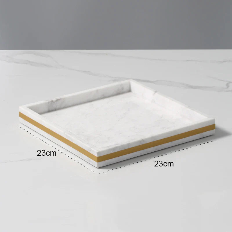 Afralia™ Volakas White Marble Bathroom Set Luxury Bath Accessories Gold Accents