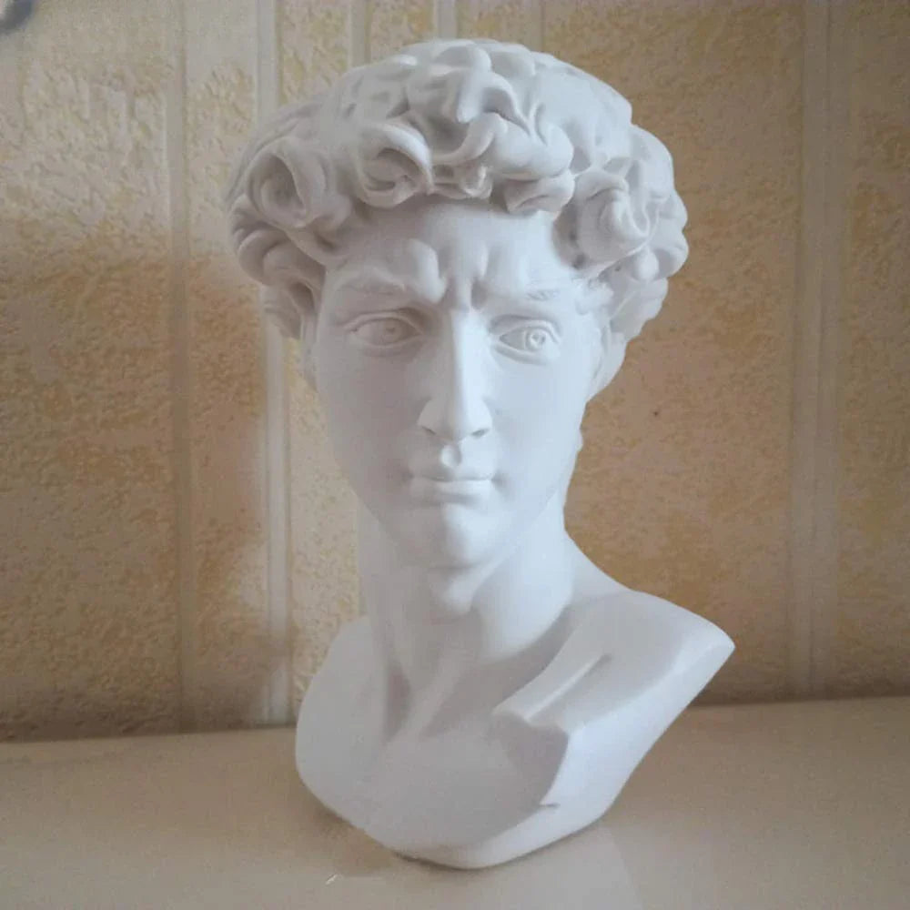 Afralia™ David Statue Head Sculpture Mini Gypsum Resin Art Craft Home Decor