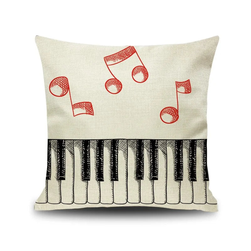 Afralia™ Letter Notes Piano Graphic Print Linen Pillowcase 45x45cm Living Room Decor