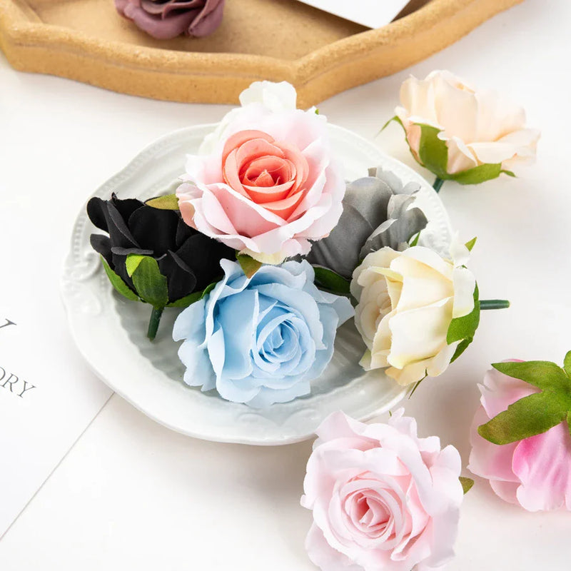 Afralia™ Silk Pink Rose Artificial Flowers 10Pcs Wedding Party Home Decor Wreath Bouquet