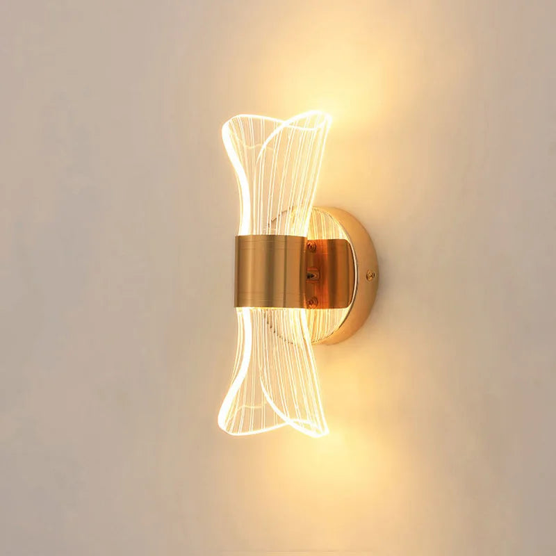 Afralia™ Gold Nordic Acrylic LED Wall Lights for Bedroom Living Room Decoration