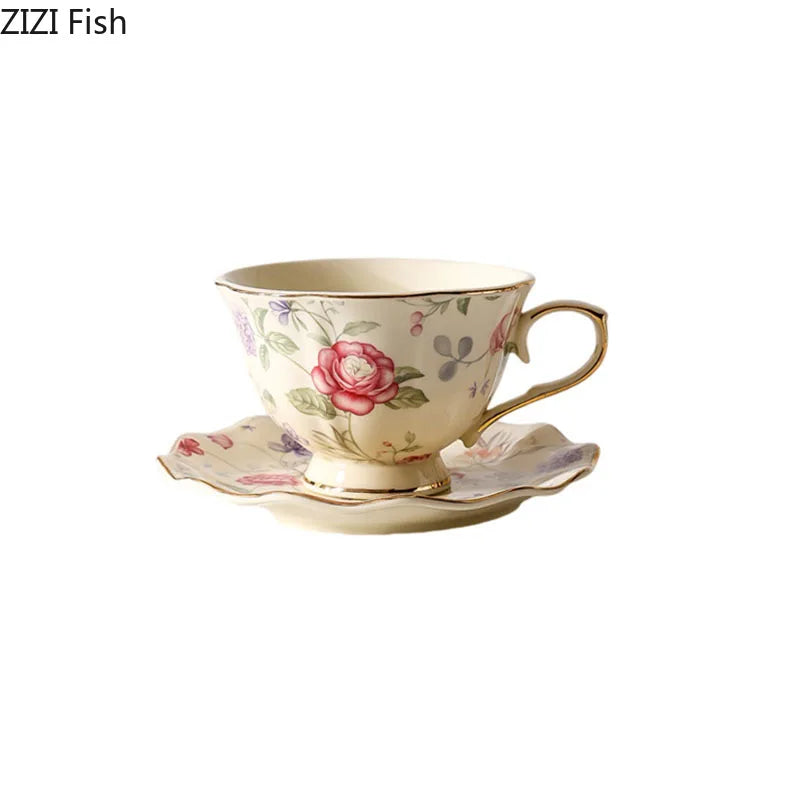 Afralia™ Rose Texture Ceramic Cup & Saucer Set