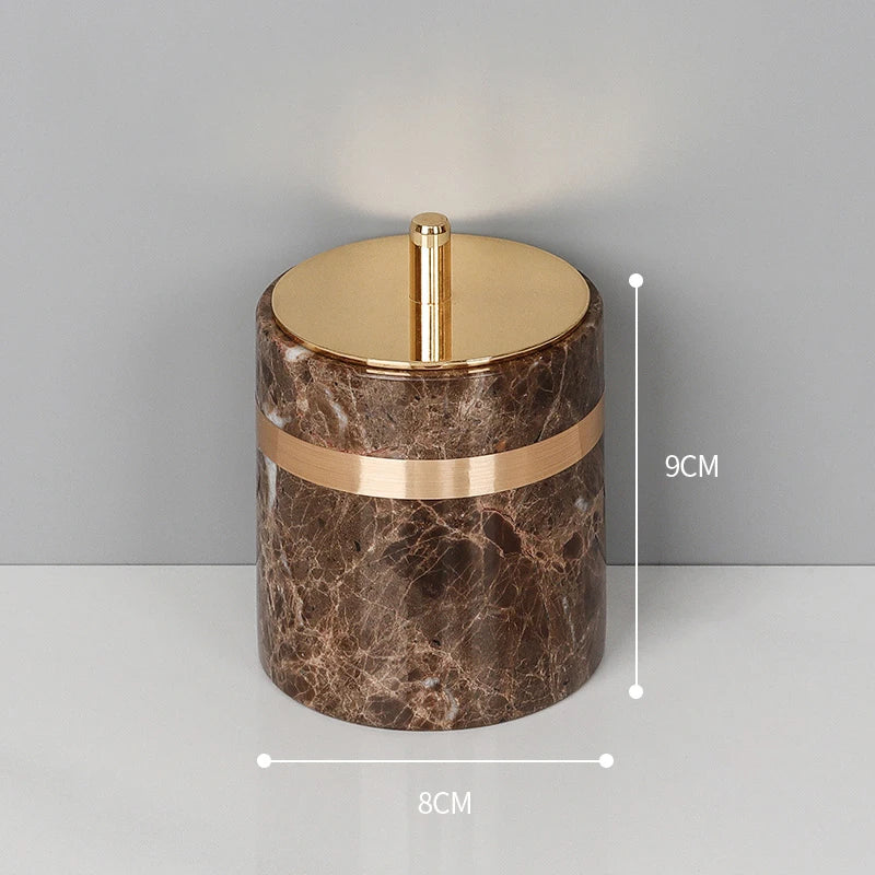 Afralia™ Emperador Dark Marble Bathroom Set: Toothbrush Holder, Soap Dispenser, Luxury Accessories