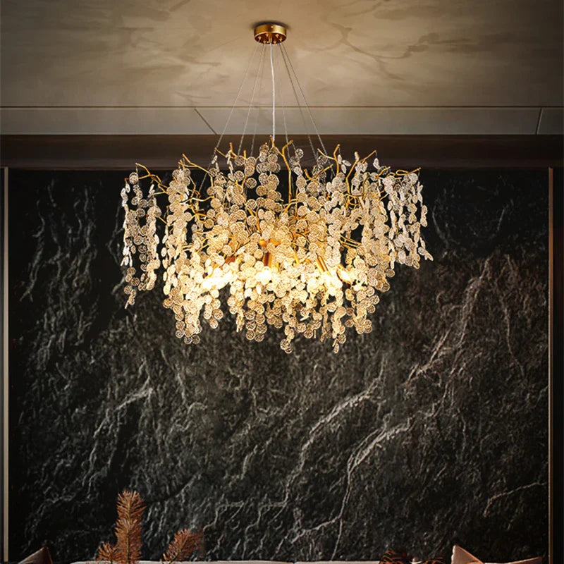 Afralia™ Modern Crystal Glass Pendant Chandelier for Living Room Dining Bedroom