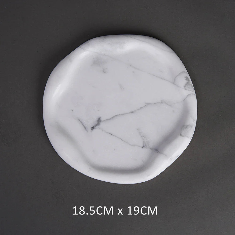 Marble Tray for Candle Jewelry Ring by Afralia™ - Luxury Trinket Dish for Home Decor