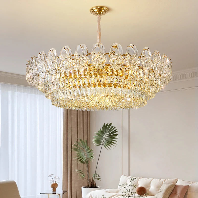 Afralia™ Crystal Rose Chandelier for Living Room Dining Bedroom 2024 French Light Luxury
