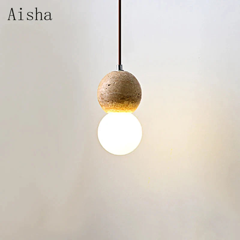 Afralia™ Yellow Cave Stone Pendant Lamp Gourd Hanging Light - Nordic Living Room Decor