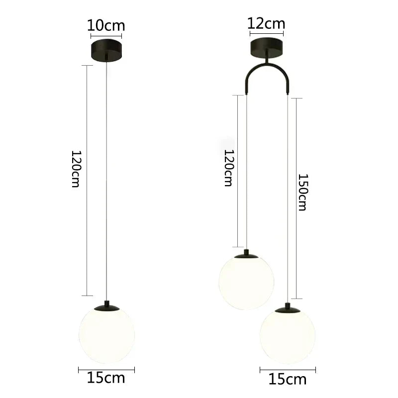 Afralia™ Glass Ball LED Pendant Chandelier for Dining and Bedroom